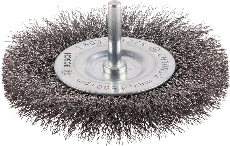 Bosch 1x PRO Steel Longlife Wire Wheel 100 mm 6 mm Shank Crimped Wire