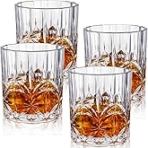 Singhoow 4 Sets Plastic Whiskey Glasses 14 oz Unbreakable Whiskey Drinking Glasses Old Fashioned Cocktail Cups Plastic Water Tumblers Clear Wine Cup Shatterproof Short Tumbler for Indoor Outdoor