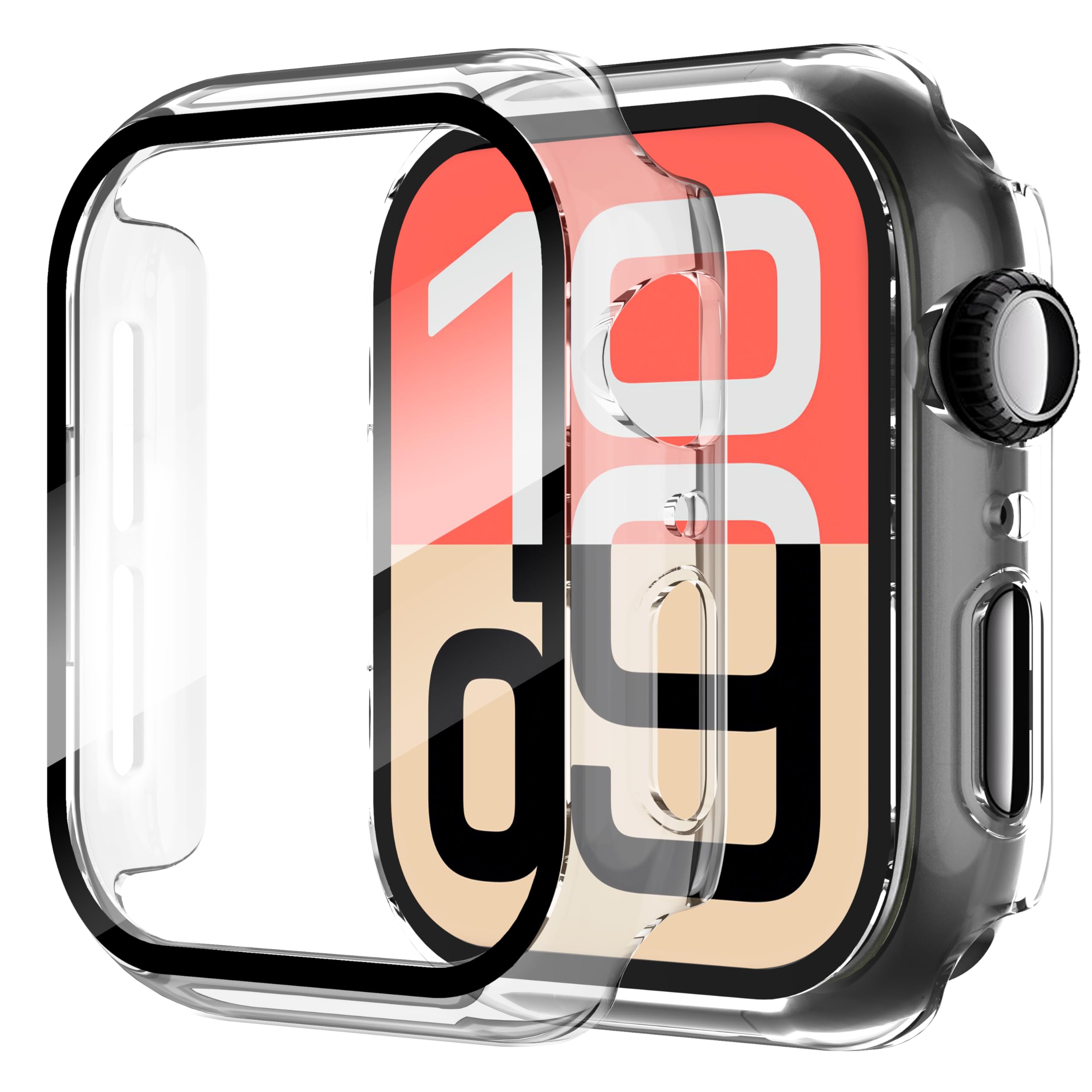 Diruite 2-Pack Screen Protector for Apple Watch SE 3/2/1 /Series 6 5 4 44mm Tempered Glass Case,All Around Hard Matte PC Protective Cover,Transparent,44mm