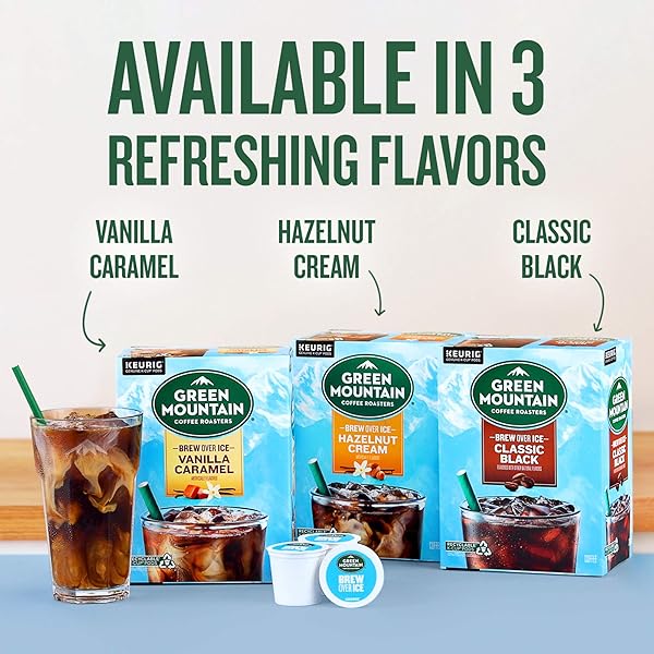 GREEN MOUNTAIN COFFEE ROASTERS ICED CLASSIC BLACK, SINGLE SERVE KEURIG K-CUP PODS, MEDIUM ROAST ICED COFFEE, 12 COUNT