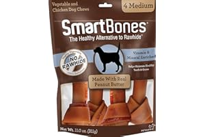 SmartBones Medium Chews With Real Peanut Butter Rawhide- Free Chews For Dogs, 4 Count