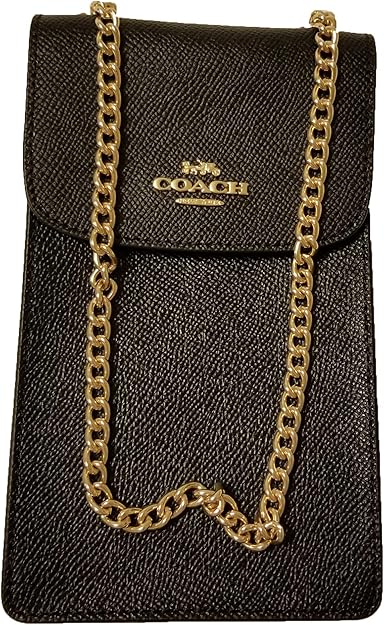 coach smooth leather phone crossbody black