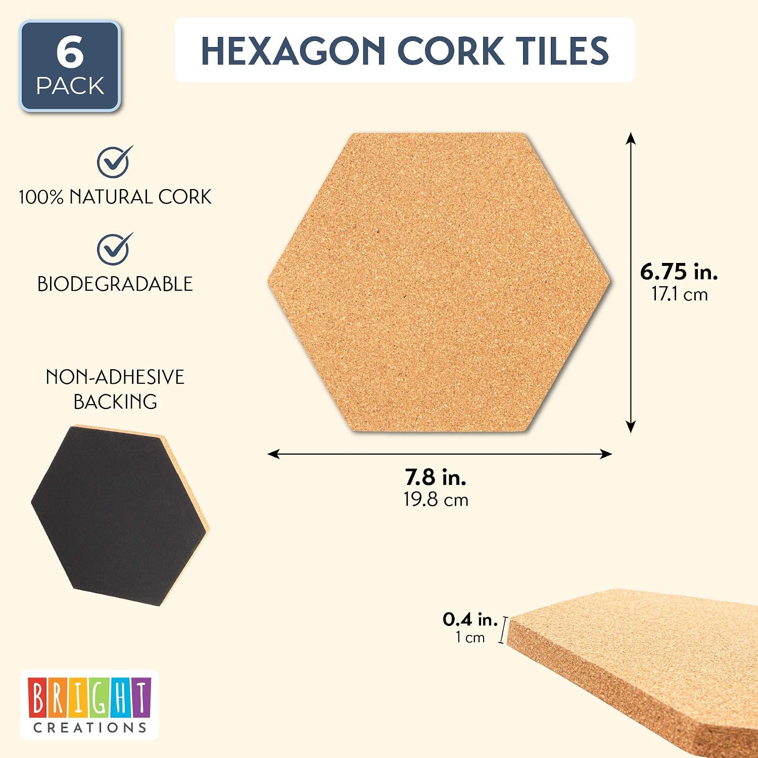 Multipurpose Hexagon Cork Tiles 59 X 7 In Multipurpose Hexagon Cork Tiles 59 X 7 In