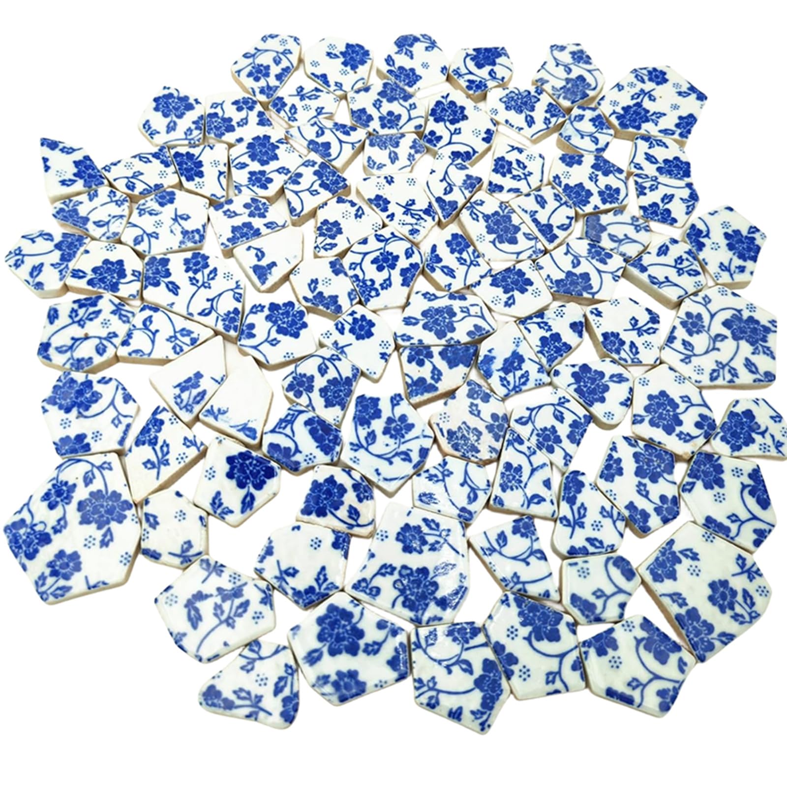 Photo 1 of 1.1 LB Porcelain Ceramic Mosaic Tiles,Broken Irregular Mosaic Tiles for DIY Craft Floor,Kitchen,Pool, Flower Pots Mosaic Making Supplies (Porcelain 01)