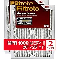 Filtrete 20x25x1, AC Furnace Air Filter, MPR 1000, Micro Allergen Defense, 2-Pack (exact dimensions 19.688 x 24.688 x 0…