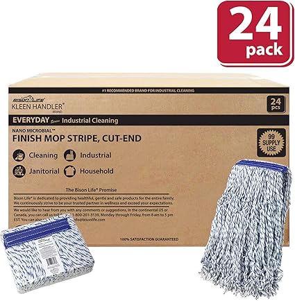 Mocio Nano-Microbico Kleen Handler – Fascia Universale 3,2 Cm – Confezione Da 24 – Per Pavimenti Commerciali E Domestici