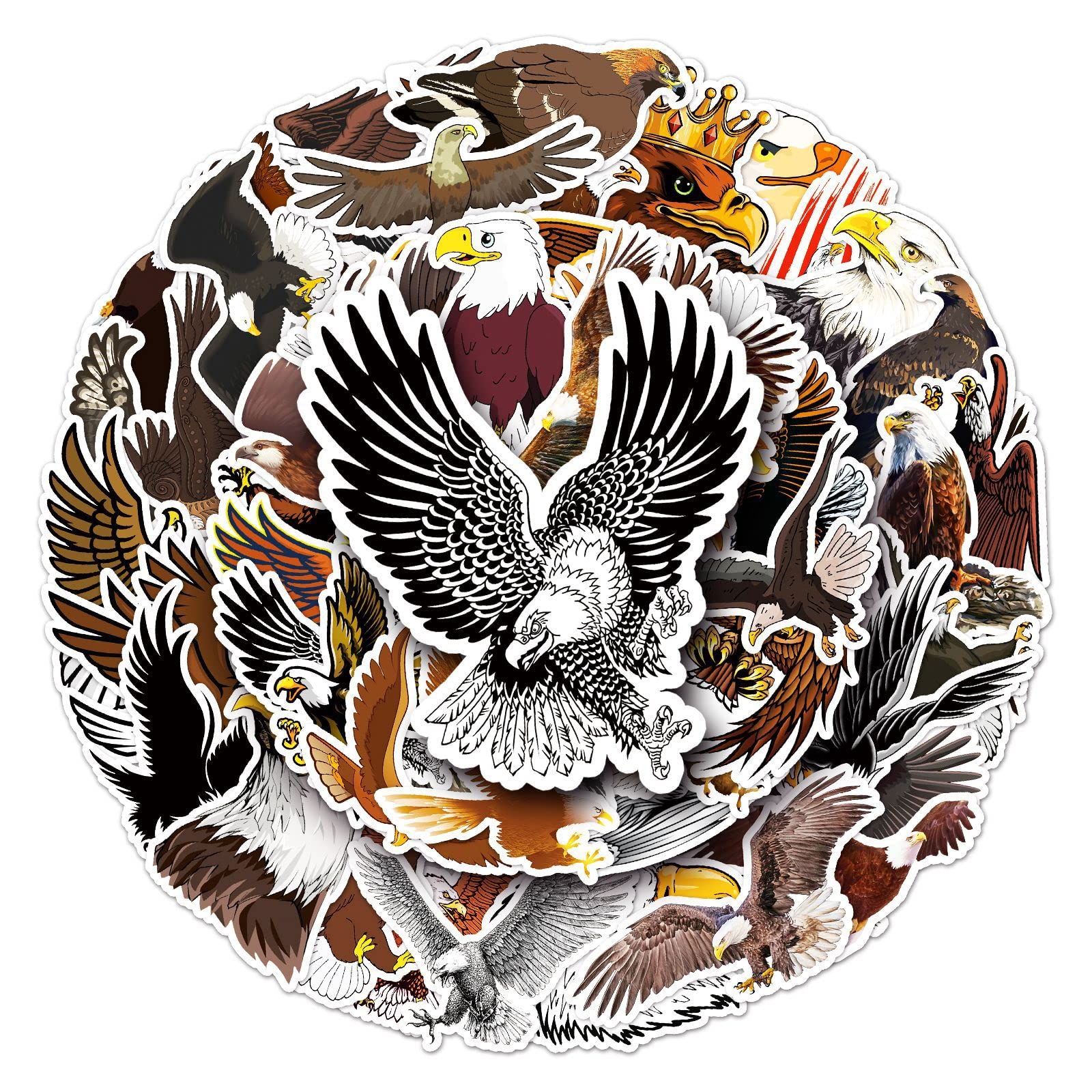 Eagle Cute Animal Stickers 50 PCS American Flag Stickers for Adults Waterproof Vinyl Decals for Water Bottles Laptop Guitar Skateboard Surfboard Adults Gifts