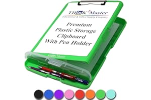 Think2Master Green Plastic Storage Clipboard with Pencil Holder. | 25% Heavier & 25% Sturdier| Heavy Duty. Must Have for Nurses, Teachers & Classrooms.