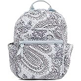 Vera Bradley Women's Cotton Small Backpack, Soft Sky Paisley, One Size