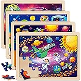 SYNARRY Large Space Planets Solar System Wooden Puzzles for Kids Gift Box(12.2*9.4 in) - FSC Certified, Puzzles for Toddlers 3-5, Puzzles for Kids Ages 4-6, Wood Toys Gifts for 3 4 5 Year Old Boy Girl
