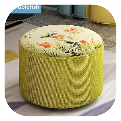 Modern Small Round Seat Stool Ottomans Wooden Cloth Doorway