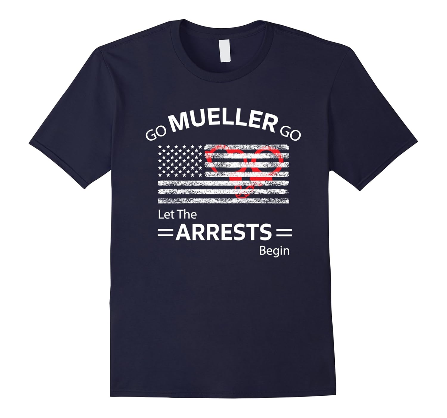 Robert Mueller Anti-Trump T Shirt Impeach Flag Handcuffs-Rose