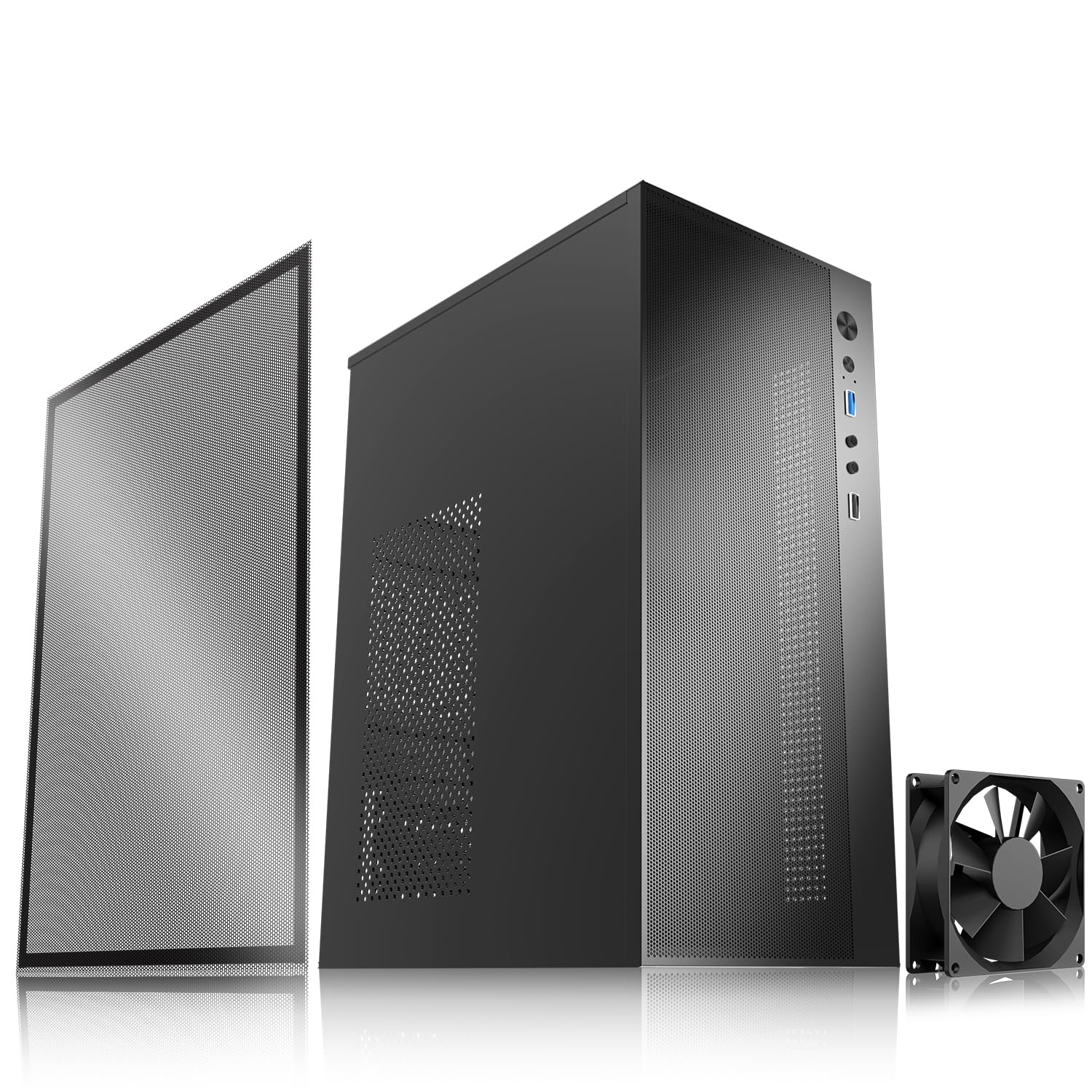 Photo 1 of ***Not glass frame****Micro ATX case, Mini itx case with USB3.0, USB2.0 I/O Port,&Standard ATX PSUs, matx Side Panel Ventilated Airflow Design?with Dust Mesh Filter?Black 265X160X350 MM