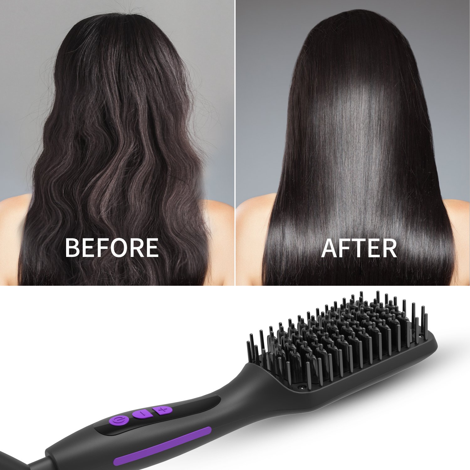 Ionic Hair Straightener Brush Upgrade 2.0,GLAMFIELDS Electrical Heated