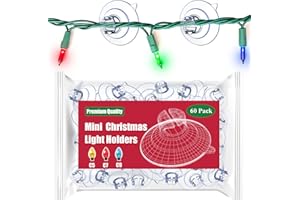 Miuezuth Mini Christmas Light Suction Cups [Set of 60] - Small Holiday Light String Hooks Holders, Clear Rope Light Caddy Window Glass Suction Cup Clips Hang Seasonal Xmas Decorations