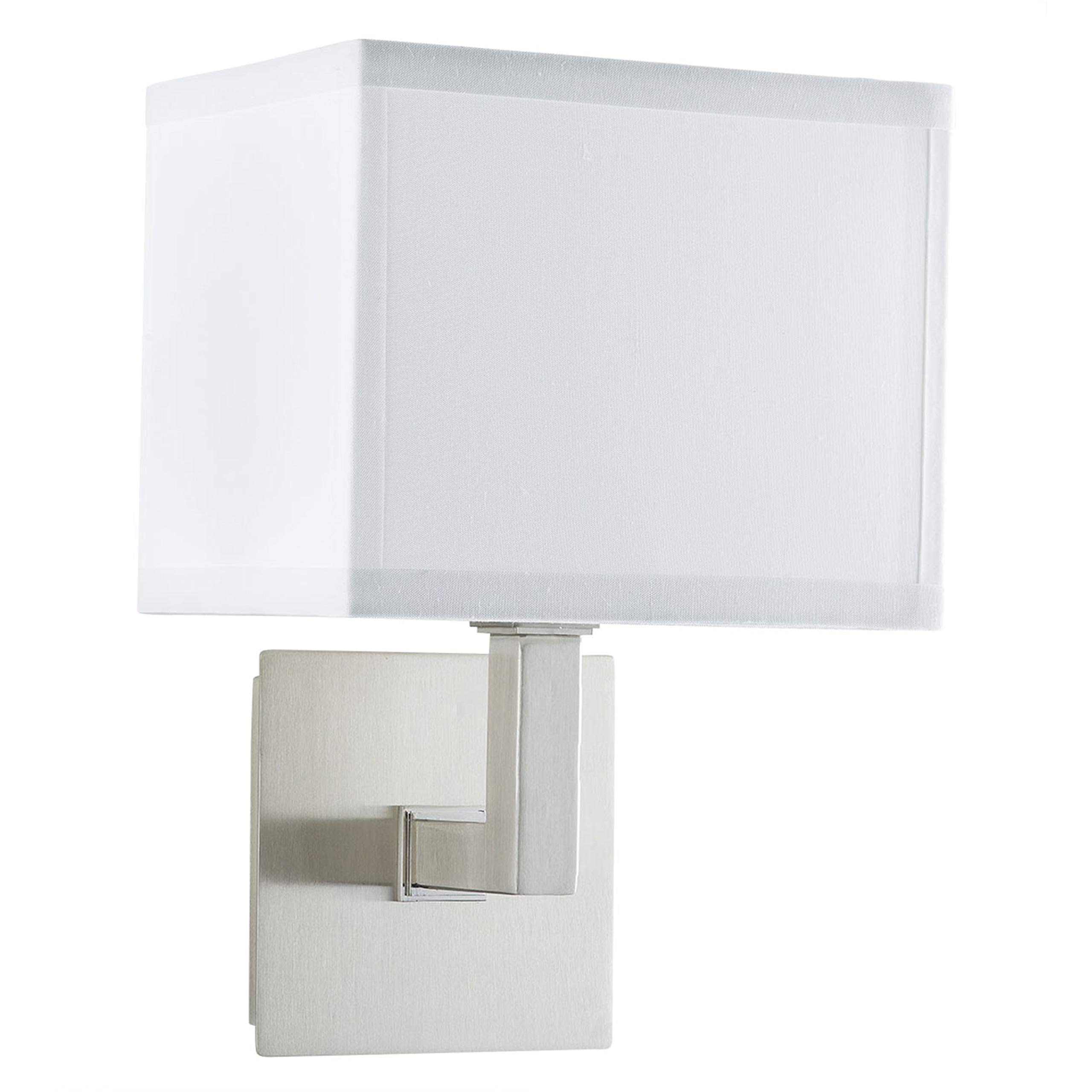 Sofia Wall Sconce Light - Brushed Nickel w/White Fabric Shade - Linea di Liara LL-WL350-1-BN
