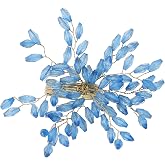 ITOS365 Napkin Rings Set of 6 for Dining Table Decoration Parties Everyday Metal Napkin Holder Leaf Turquoise (Pack of 6)