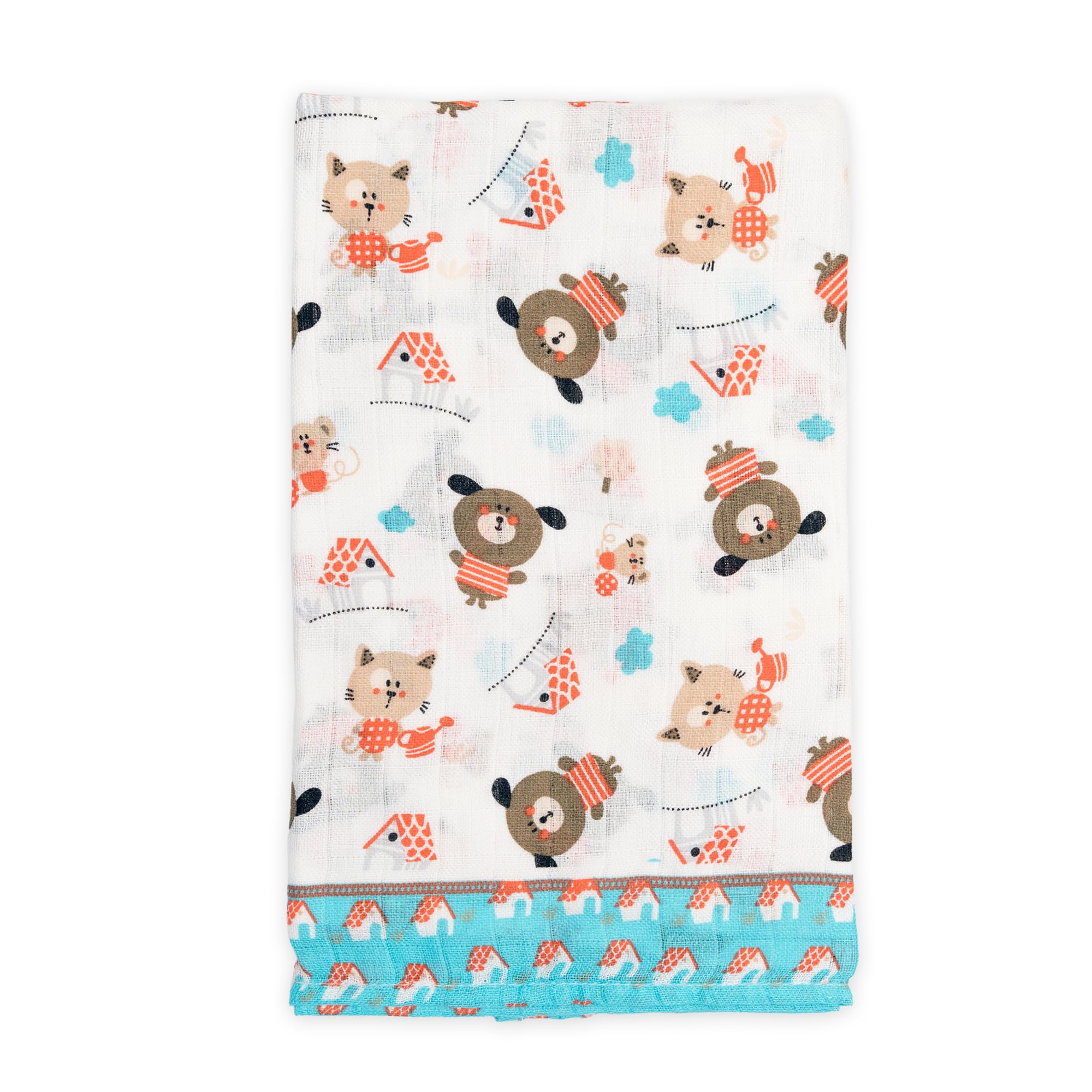 Ti TIN Baby Bamboo Muslin, 120 x 120 cm, Muslin Cloth with Moon Motif, Lightweight and Soft Anti-Mite Bamboo Fibre, Muslin Cloth Versatile, as Blanket, Neckerchief/Triangular Scarf