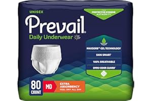Prevail Daily Protective Underwear - Unisex Adult Incontinence Underwear - Disposable Adult Diaper for Men & Women - Maximum Absorbency - Medium - 80 Count (4 packs of 20)