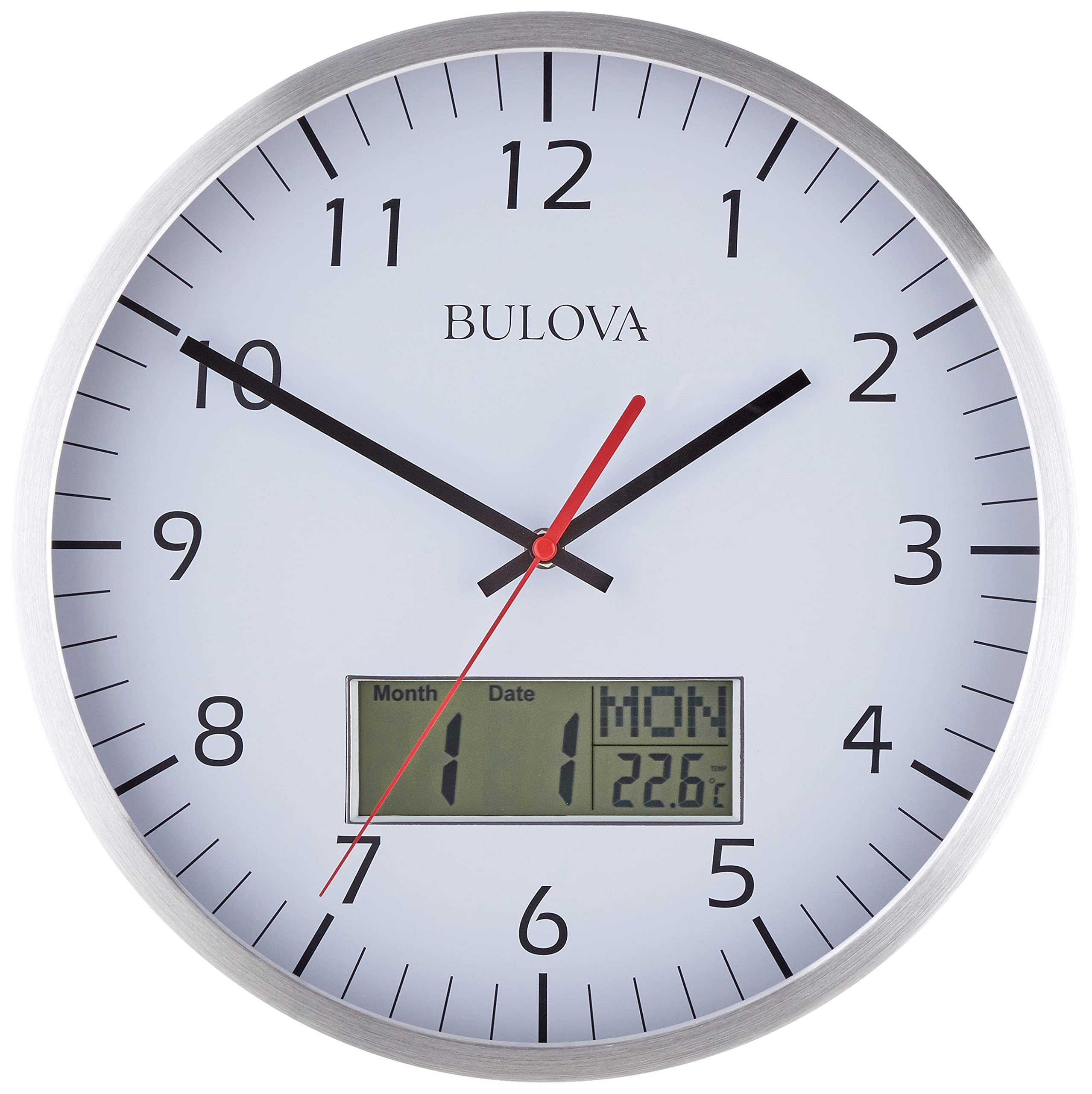 Bulova Manager Wall Clock, White