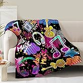 Music Note Blanket Gifts for Boys Men Women Girls Birthday Christmas Valentine Presents Colorful Musical Theme Decor Bedroom Living Room Couch Bed Sofa Soft Cozy Kids Adults Teen Fleece Throws 60"x50"