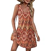 OFEEFAN Womens Summer Dresses 2026 V Neck Sleeveless Sundresses with Pockets Beach Vacation Clothes Floral/Plain