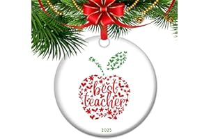 Best Teacher Ornament 2025 – Heartfelt Christmas & End-of-Year Gift from Students | Apple-Shaped Keepsake for Educators | Tea