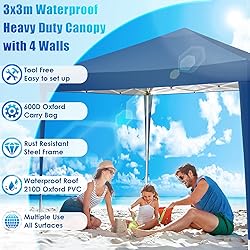 TOOLUCK 10x10 Pop Up Canopy Tent with 3 Sidewalls