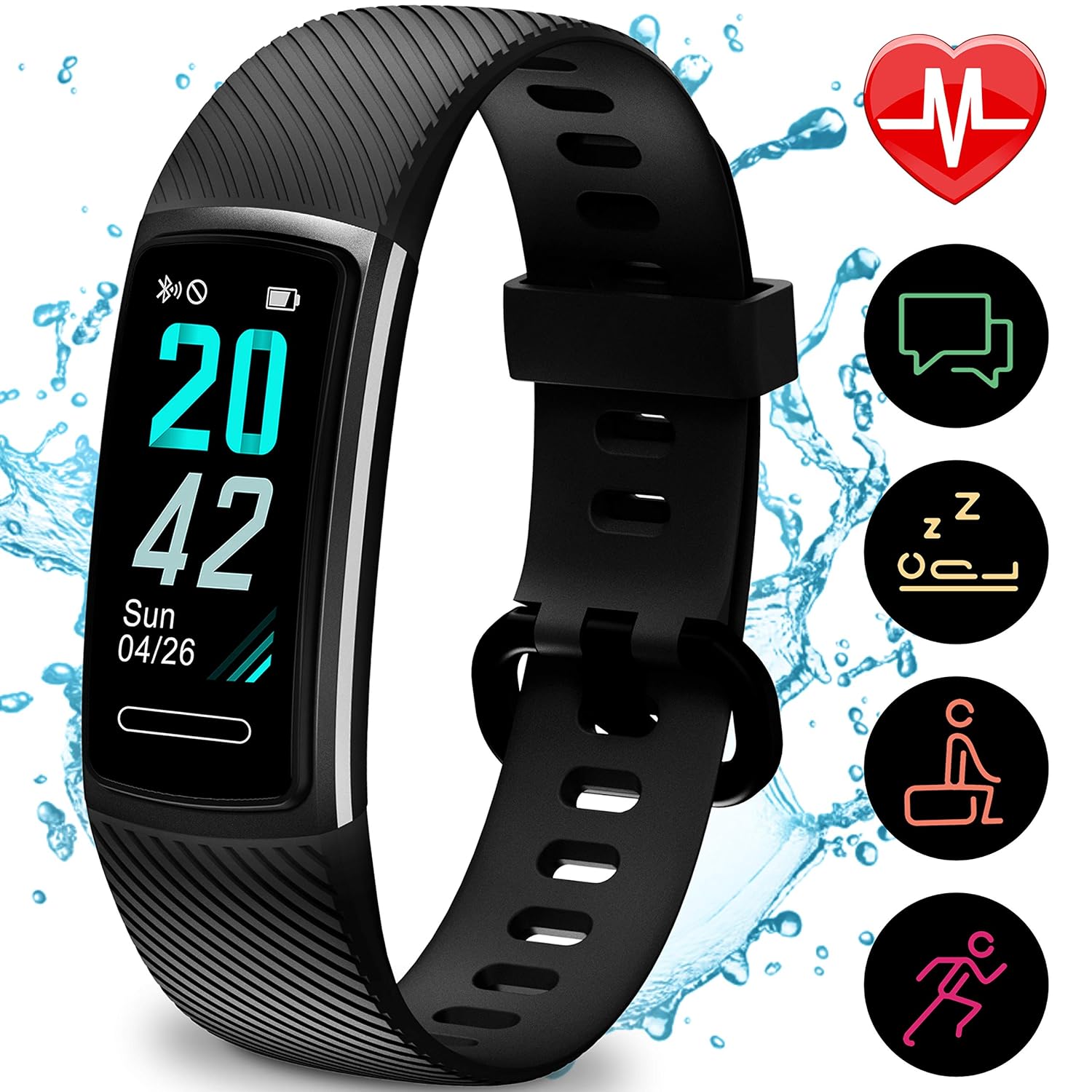 Updated 2019 Version High-End Fitness Tracker HR, Activity Trackers Health Exercise Watch with Heart Rate and Sleep Monitor, Smart Band Calorie ...