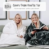 trekki The Big Softy Blanket Hoodie Dark Grey Oversized Sherpa Fleece view 3