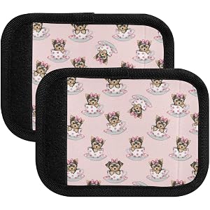Teacup Dog Pink 2 Pack Luggage Handle Wraps for Suitcase Identifier Luggage Makers Covers with ID Tag Luggage Bag Grip Protec