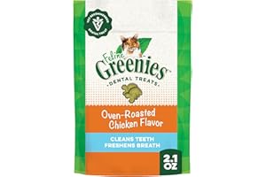 Feline GREENIES Cat Treats Adult Natural Dental Care Cat Treats, Oven Roasted Chicken Flavour, 2.1oz. Pouch
