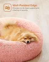 Feandrea Donut Cat Dog Bed 60 cm Pink Fluffy Long Plush Washable Cover view 3