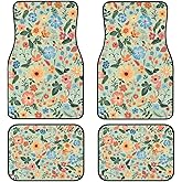Huzdzhy Artistic Fabric Car Floor Mats-Wildflower,Non-Slip Rubber Backing,Front (26.8x17.3in) & Rear (13x17.3in) Set - Water Absorbing, Durable Automotive Floor Liners with Stylish Patterns