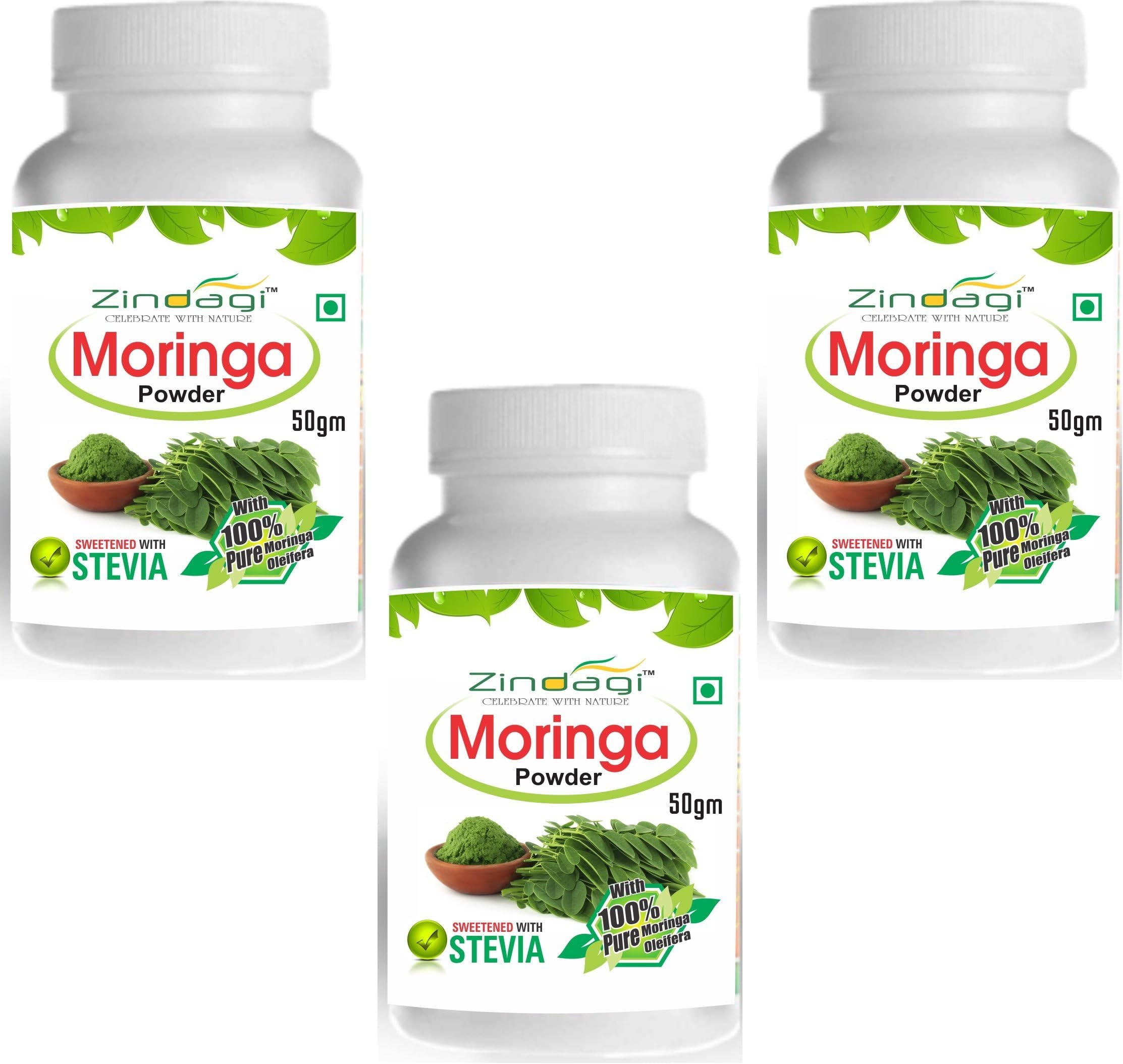 Zindagi Moringa Powder - 100% Natural Health Supplement - Sugar-Free Moringa Leaf Green Powder (150 GM)