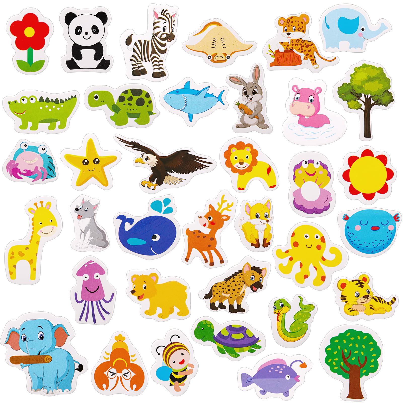 36PCS Wooden Animal Magnets, Fridge Magnets for Kids Toddlers, Cartoon Animals Refrigerator Magnets Toy Whiteboard Magnets Learning Toys for Kids Early Development Preschool Learning