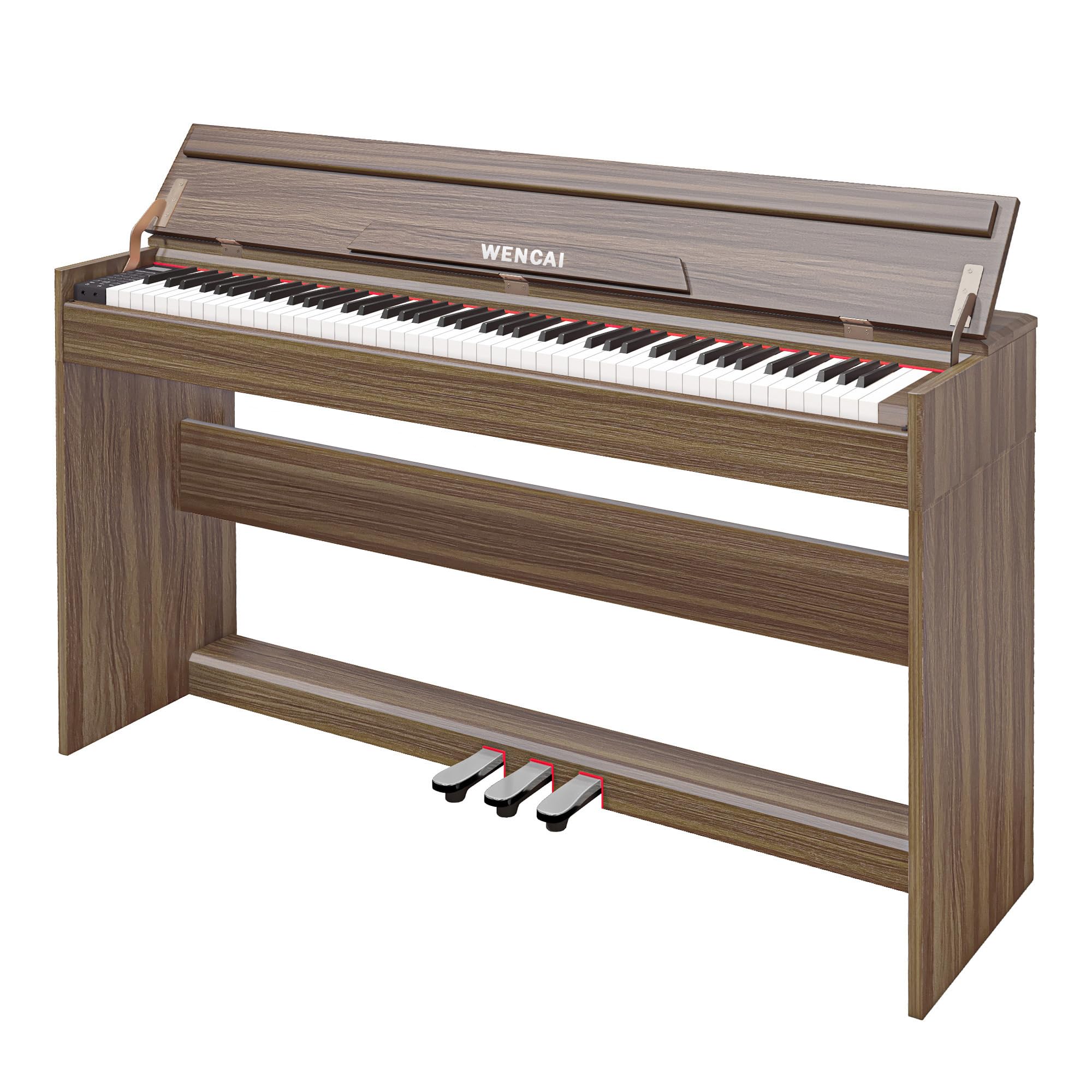 Photo 1 of **DAMAGED TO SIDE BOARDS-SEE PICS***WENCAI 88 Key Electric Piano Velocity-Sensitive Keyboard, 88 Keys Home Upright Digital Pianos, Wooden Electronic Piano for Beginner Adult with 3 Pedals, Supports USB-MIDI/Wireless Connect, Sub Brown
