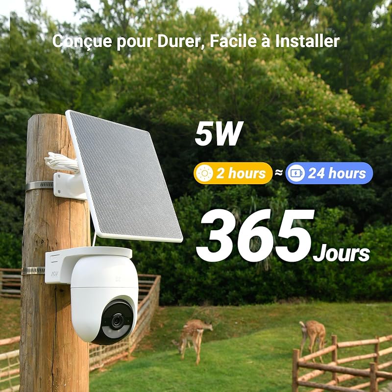 2K+(4MP) 4G/Wi-FI Camera Solaire Exterieur CB8 Lite & 5W Solar Panel