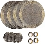 Penguin Home Handcrafted Glass Beaded Placemats Coasters Napkin Rings Set 12
