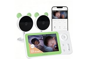 BOIFUN Split Screen Video Baby Monitor WiFi, 2 Cameras, Smartphone APP Control & LCD Monitor, 4.3'' 4X Zoom, AI Motion & Sound Detection, 1080P Smart (Monitor para Bebe), Area Alarm, Video Recording
