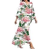 MAKABO Kaftan for Women Dress V Neck Short Sleeve Beach Vacation Bikini Swimsuit Cover Ups Loungewear for Summer