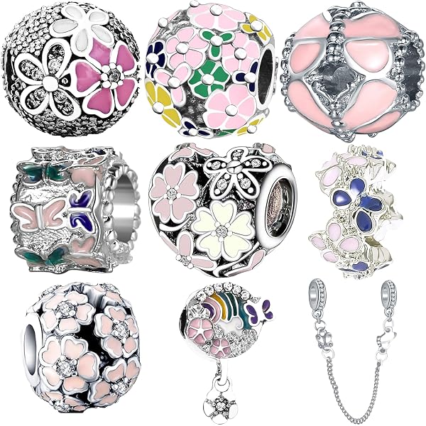 25-Piece Silver European Style Charm Bracelet Lot – Dangle Charms, Pendants & Beads – Kids Jewelry Making Kit