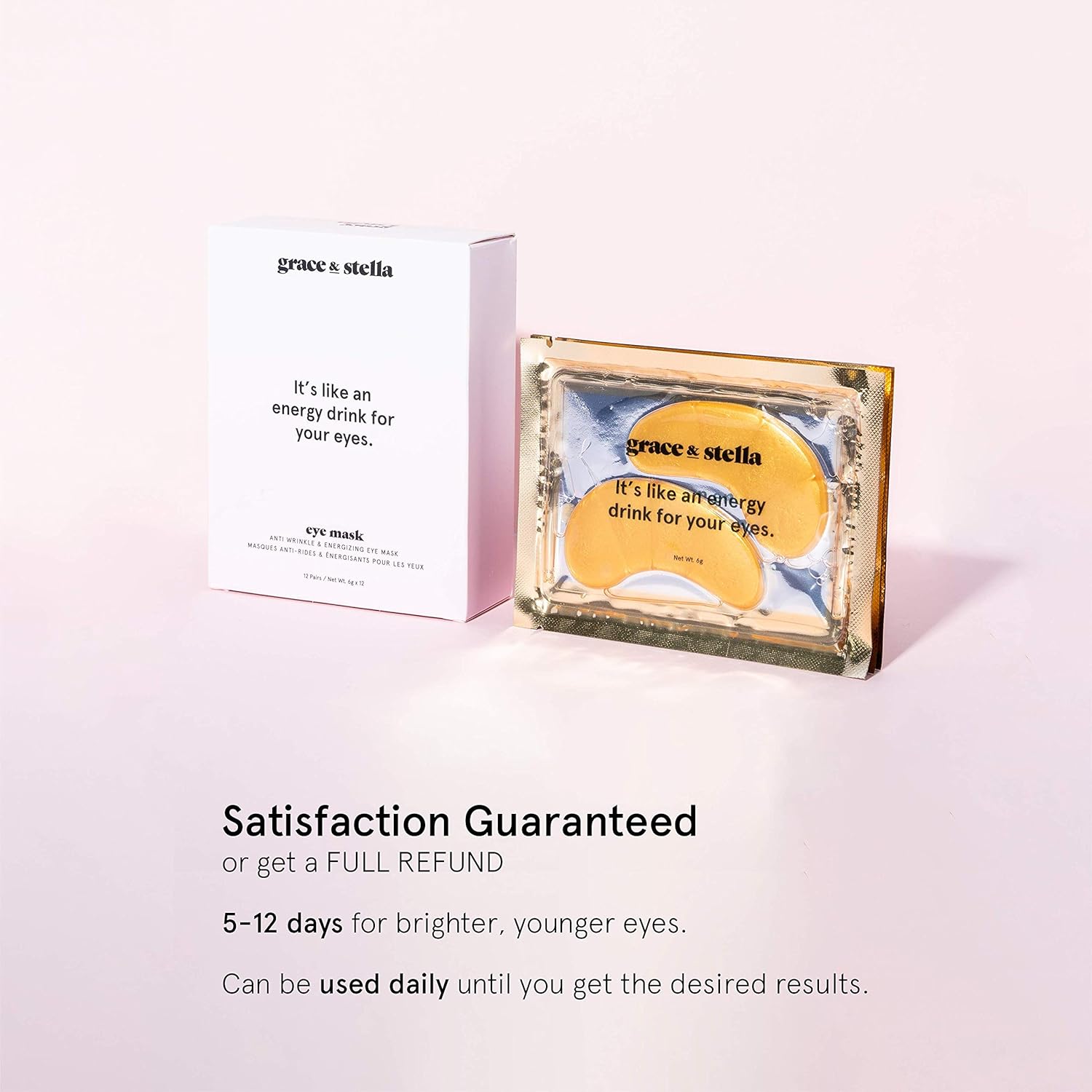 Grace & Stella Under Eye Mask for Dark Circles and Puffiness | Gold Under Eye Gel Patches to Reduce Puffy Under Eye Bags (12 Pairs) : Beauty