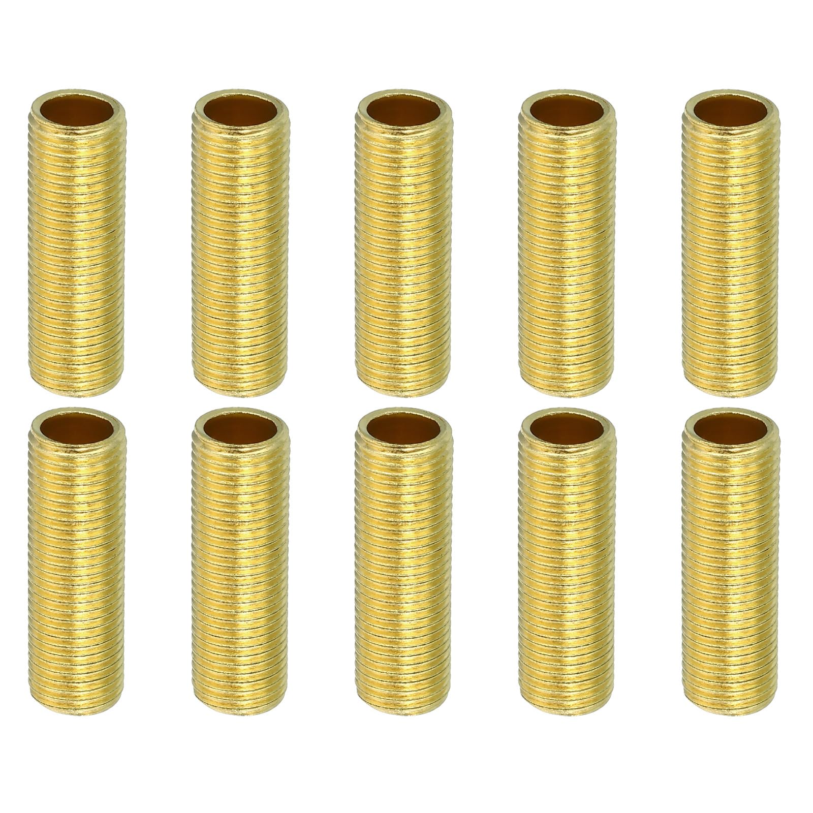 PATIKIL M10 Fine Thread Lamp Pipe, 10 Pack 30mm Threaded Hollow Tube Adapter Brass Coupler Connector Pipe Fitting