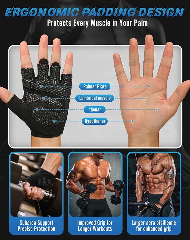 Ventilados Guantes de Gimnasio, Ligeros Guantes de Fitness de Verano Multiusos para Levantamiento de Pesas, Ciclismo, Ejercicio, Escalada y Remo