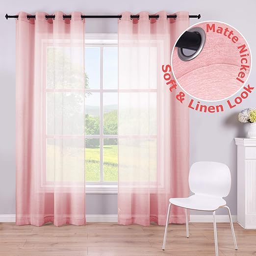 Amazon Com Sheer Pink Curtains 96 Inch Length 2 Panels Grommet