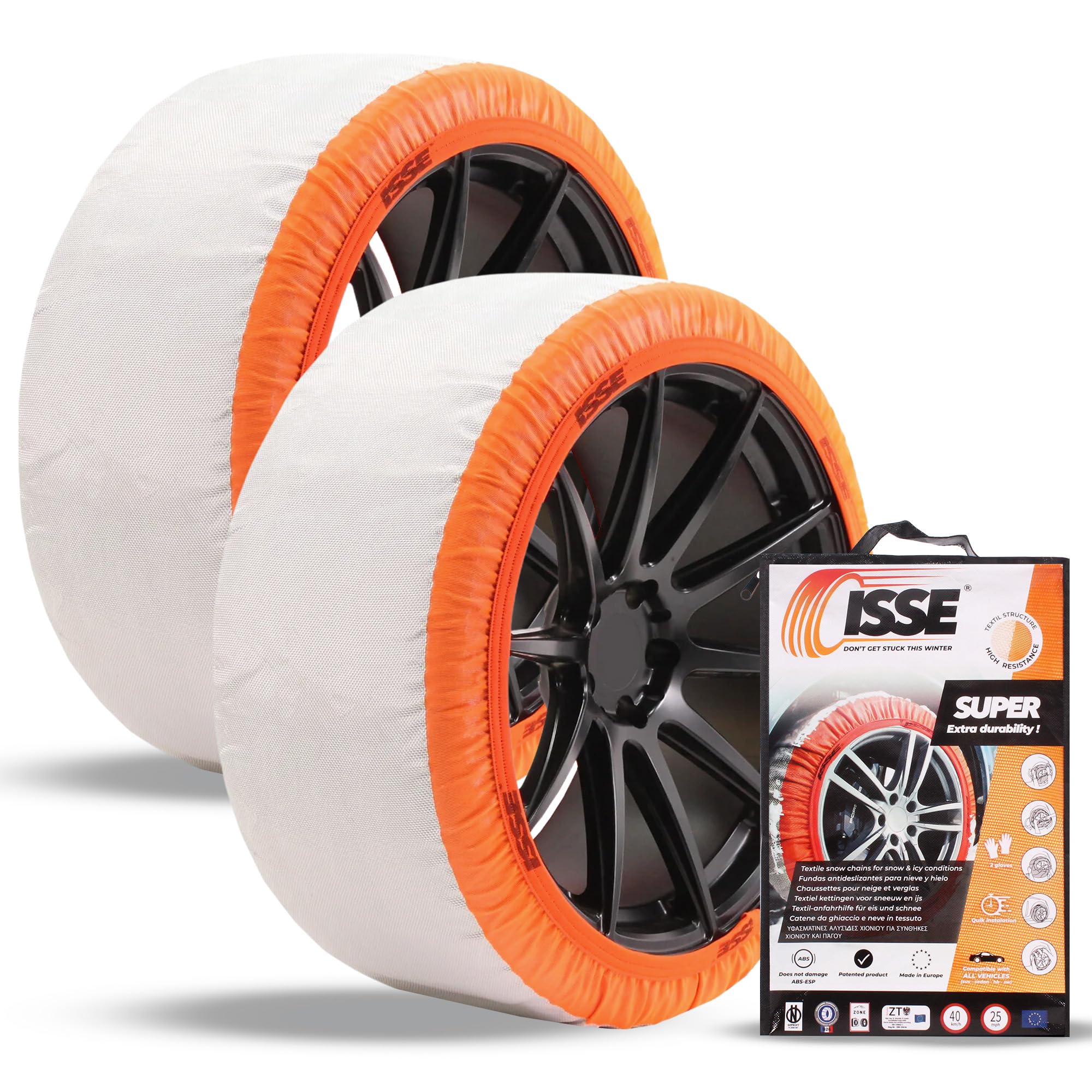 ISSE Jeu De 2 Chaînes Ã€ Neige En Textile Pour Voitures ISSE Super Size 54