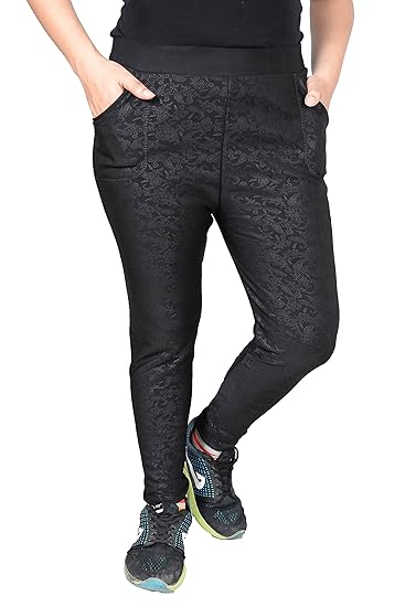 Women's Polyester Spandex Black Printed Tights