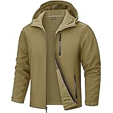 TACVASEN Men's Hooded Softshell Jacket Lightweight Waterproof Fleece Lined Windbreaker Rain Jacket Winter Outdoor Hiking