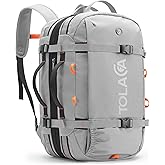 Tolaccea Travel Laptop Backpack for Men Women, 40L-50L Expandable Carry On Backpack with Wet Dry Compartment, TSA Approved Daypack Fits 16 Inch Laptop, Convertible Rucksack Duffel Bag for Work Travel